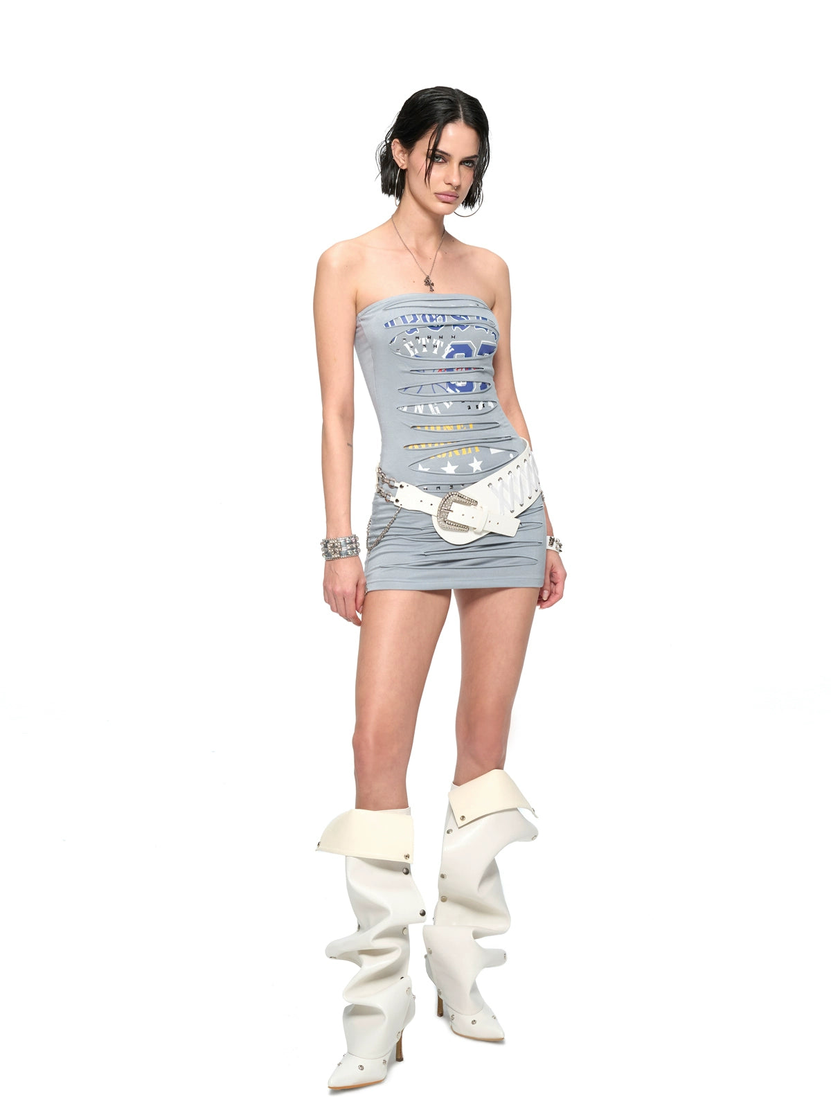 Ripped Logo Tube Dress