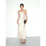 Smooth Drape Satin Dress - Champagne