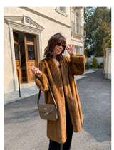 V-Neck Pullup Sleeve Fur Coat - Pumpkin