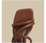 Wrap Strap Heel Sandals (Brown)