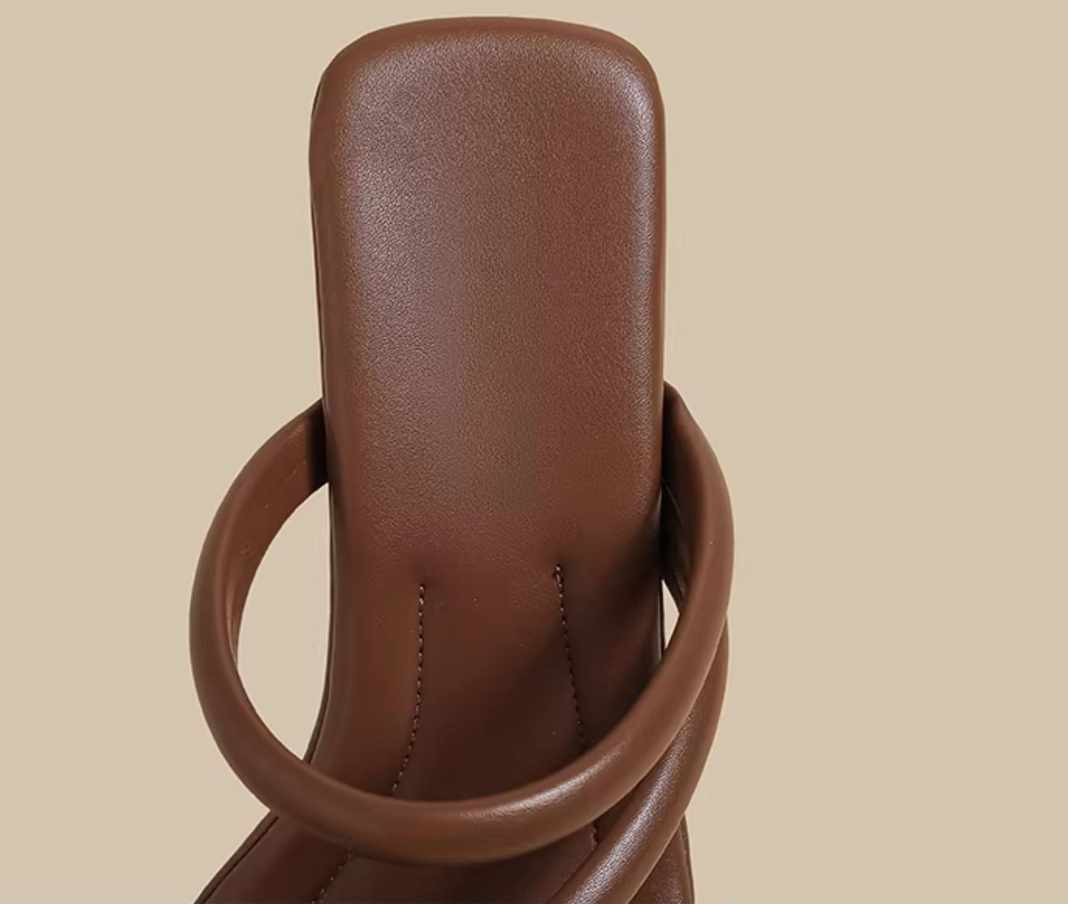 Wrap Strap Heel Sandals (Brown)