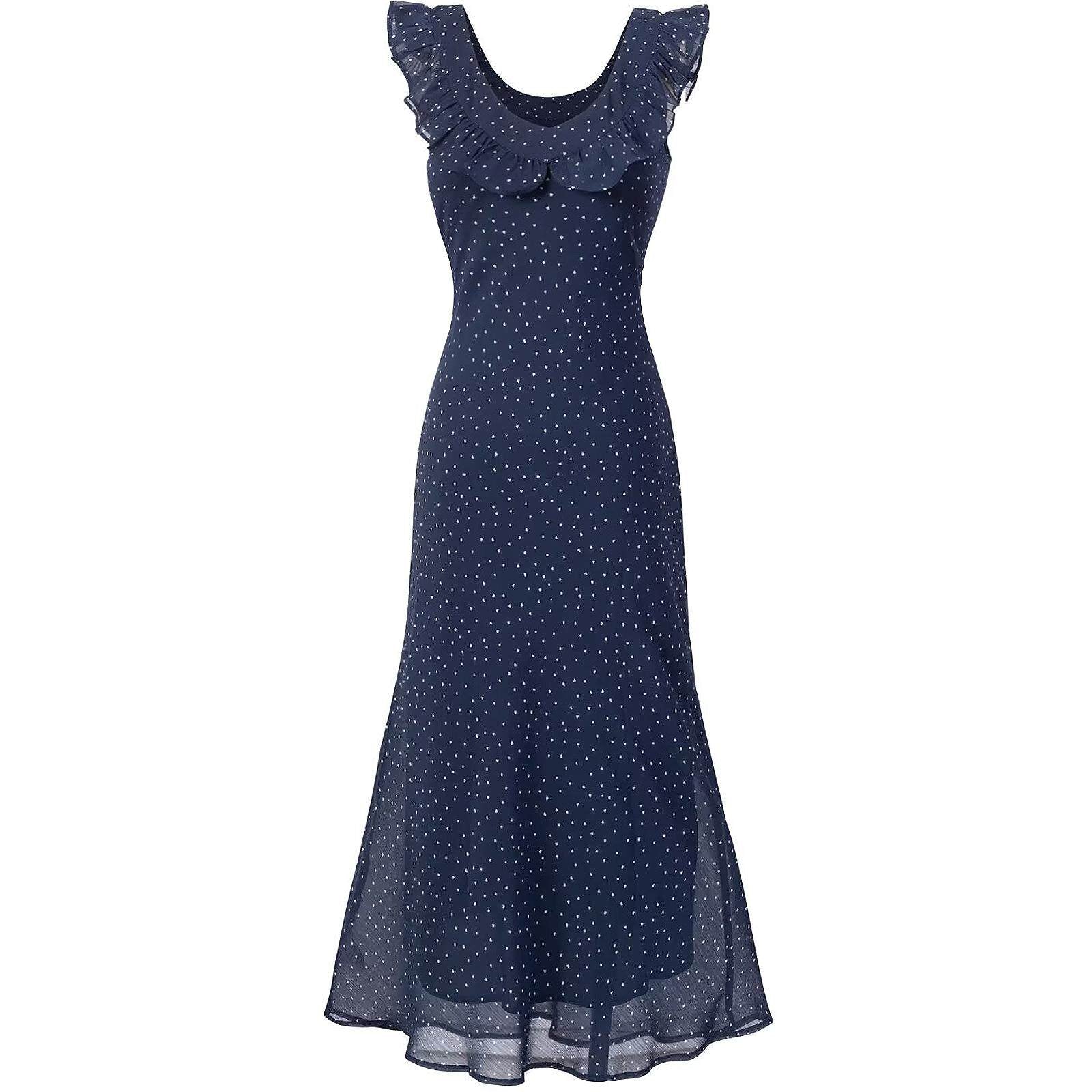 Dotted Ruffle Midi Dress