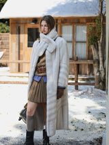 Snow Fur Coat with Scarf