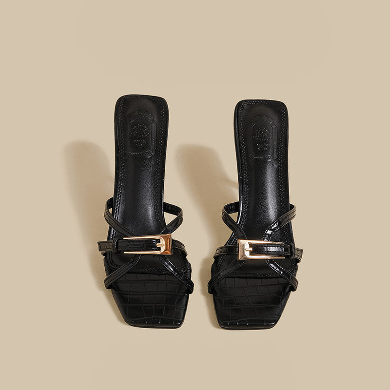 Buckle Strap Sandals (Black)