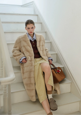 Light Gold Silky Fur Coat