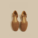 Woven T-Strap Mary Jane Flats