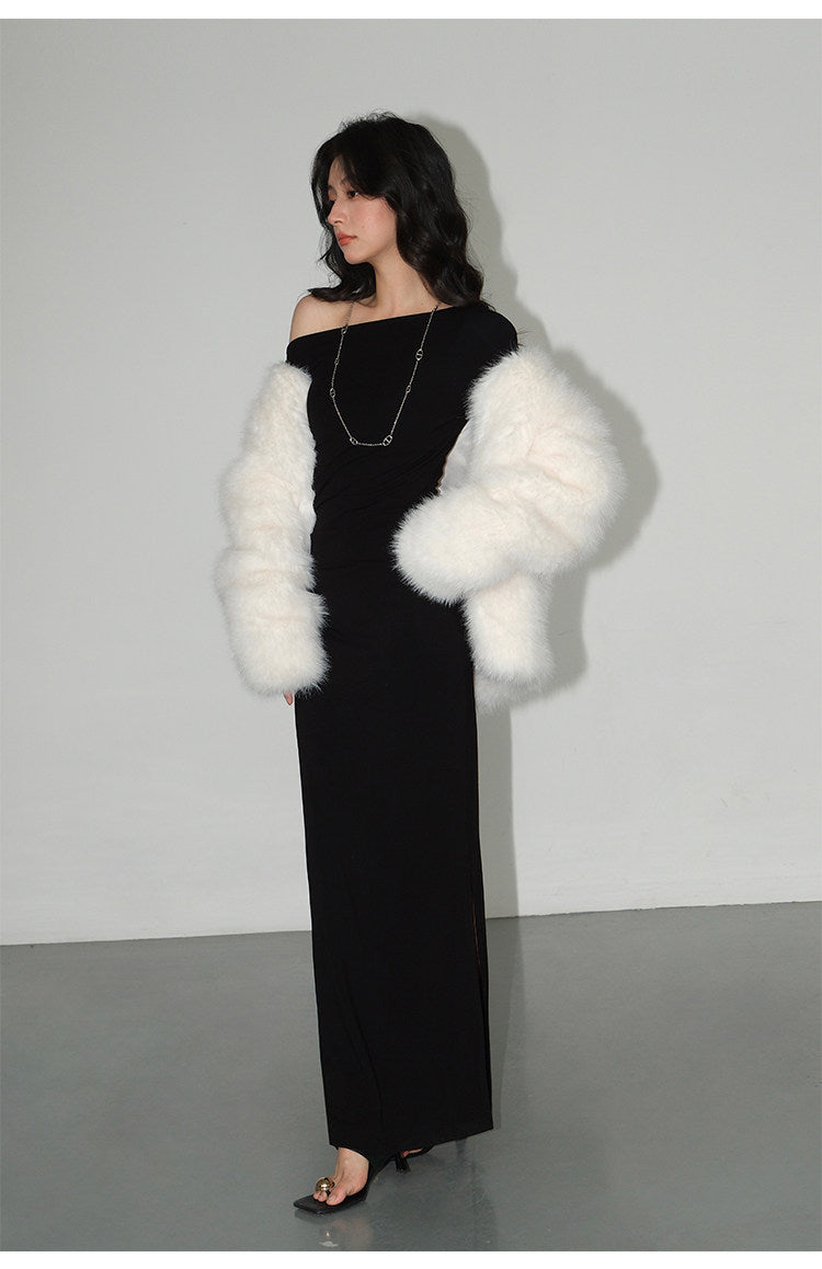Ruched Waist Maxi Dress - Black