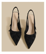 Floral Mesh Slingback Heels