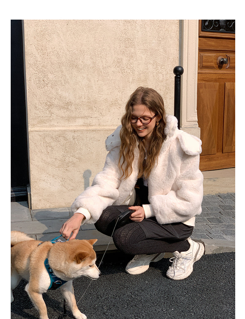 Hooded Cropped Fur Jacket