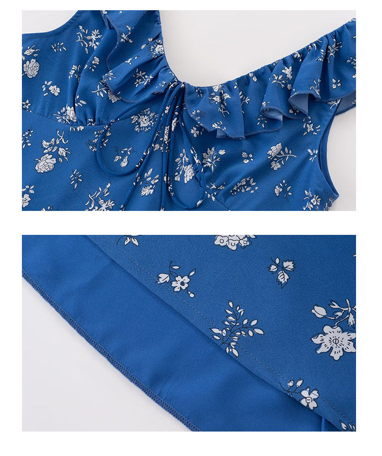 Azure Bloom Midi Dress