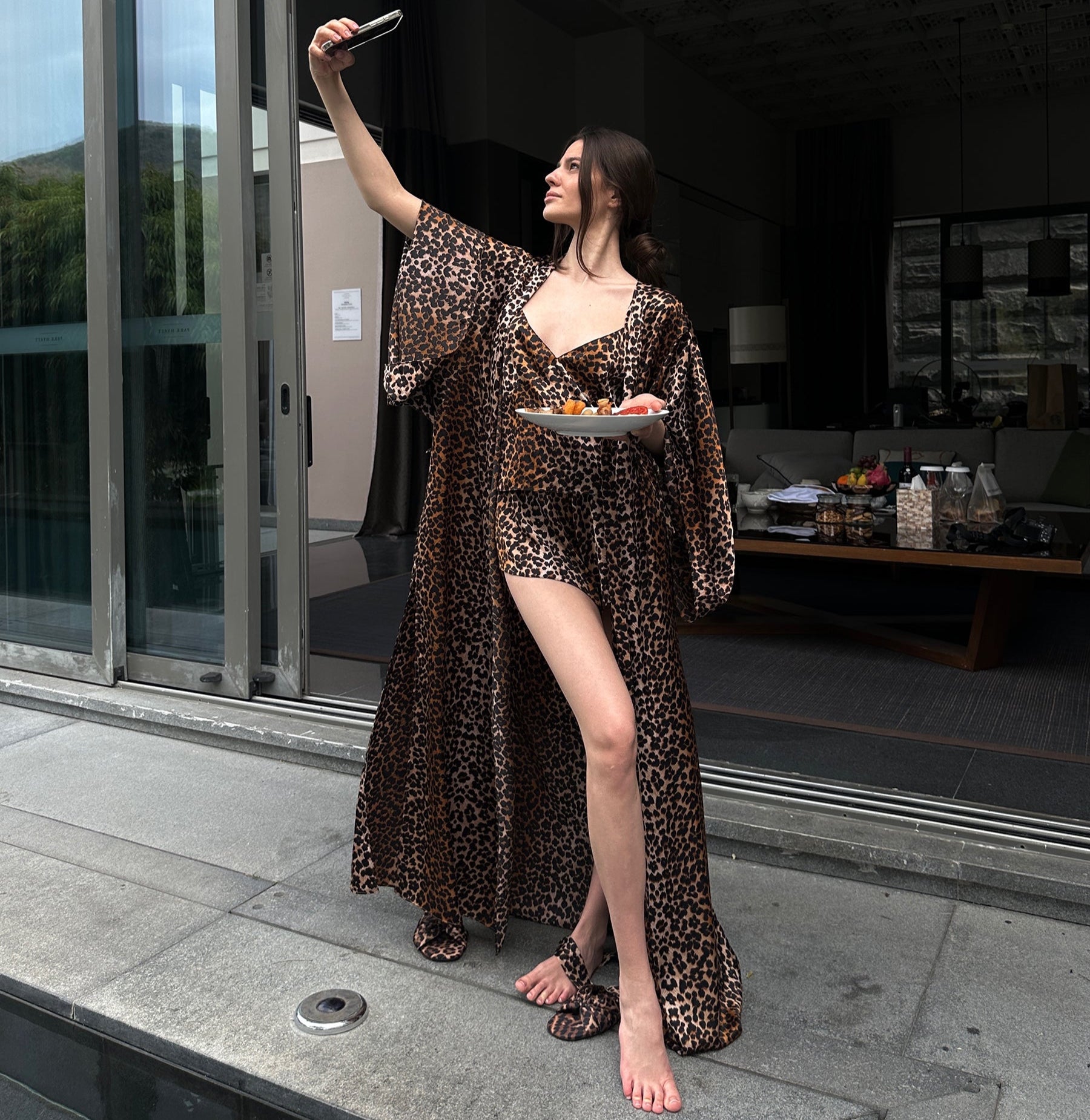 Leopard Satin Pajama-Three Piece