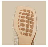 Woven Strap Slide Sandals (Brown)