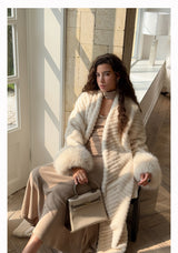 Plush Sleeves Fur Coat - Long