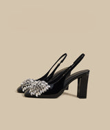 Crystal Bow Block-Heel Slingbacks