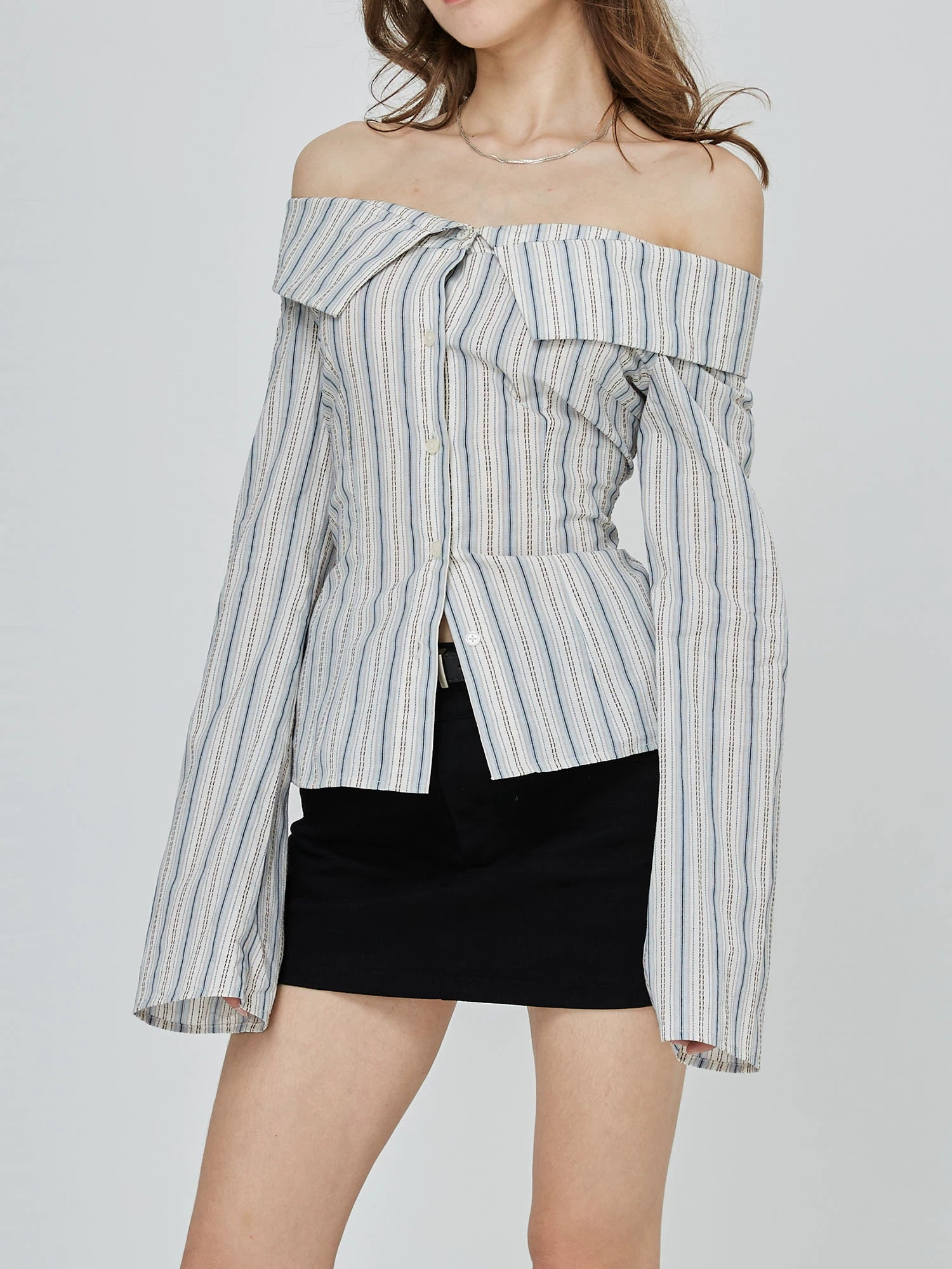 Off-Shoulder Stripe Shirt