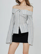 Off-Shoulder Stripe Shirt