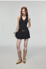 Pleated Halter Dress