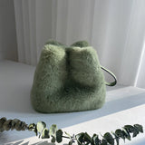 Faux Rabbit Fur Bucket Bag