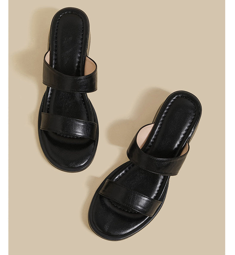 Double Strap Low Heel (Black)