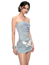Ripped Logo Tube Dress