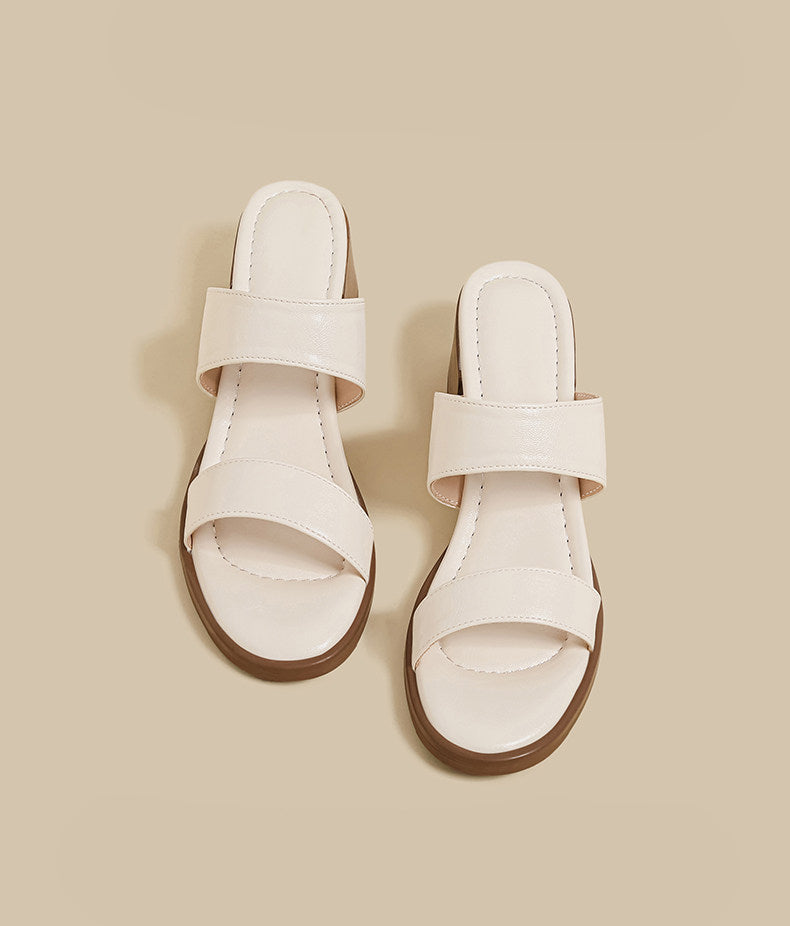 Double Strap Low Heel (Cream)