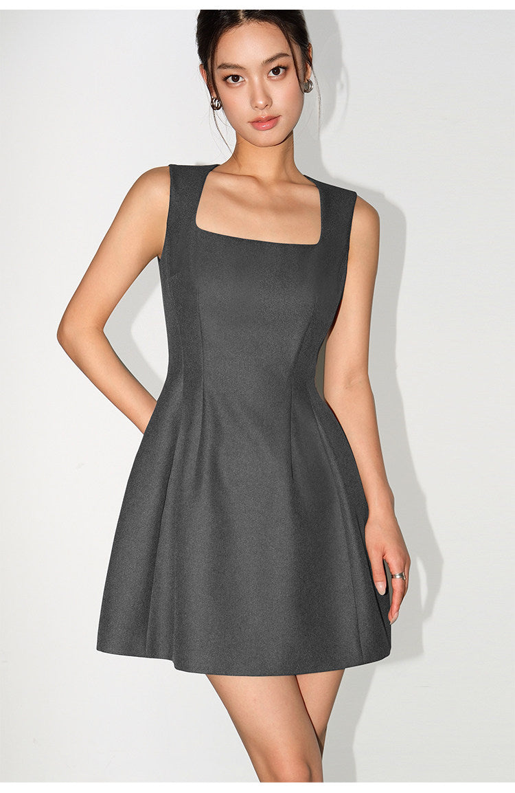Structured Sleeveless Mini Dress - Gray