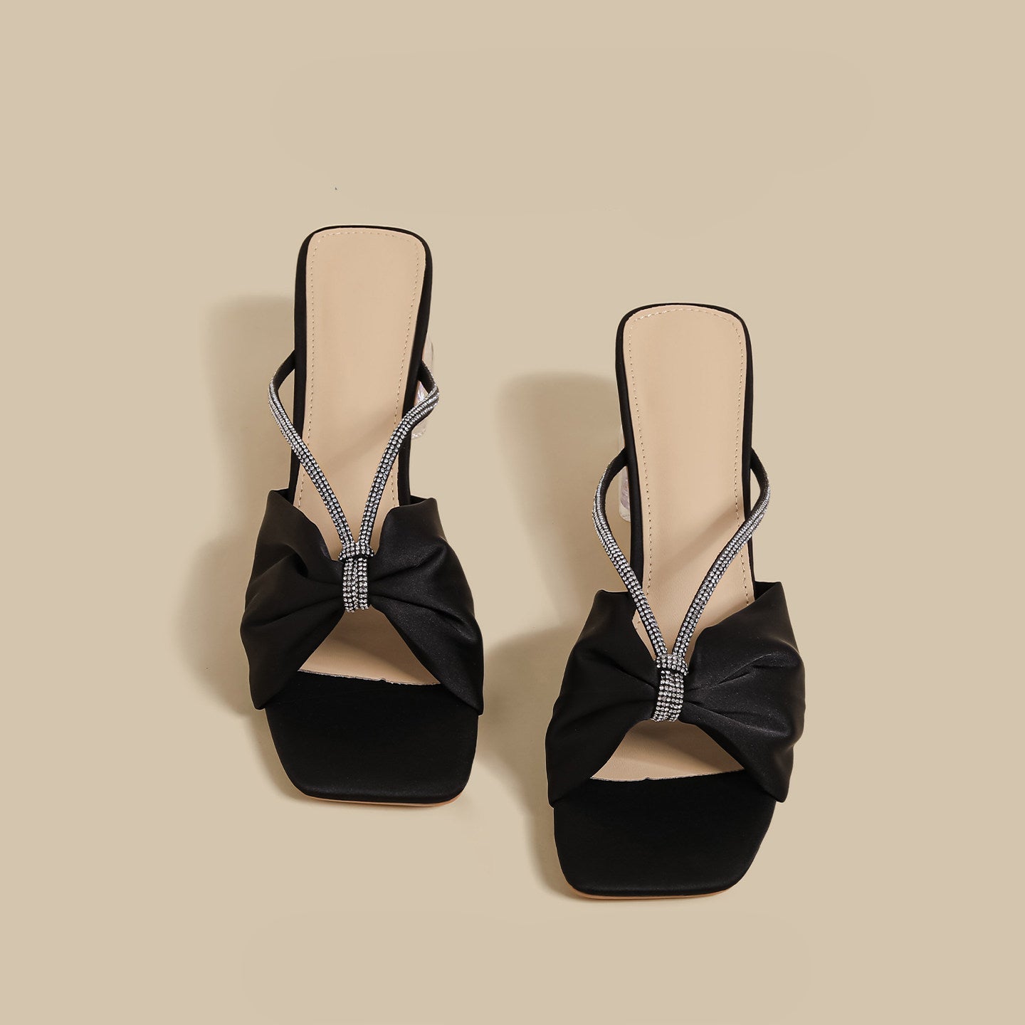 Crystal Bow Sandals (Black)
