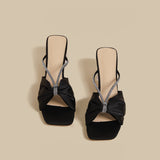 Crystal Bow Sandals (Black)