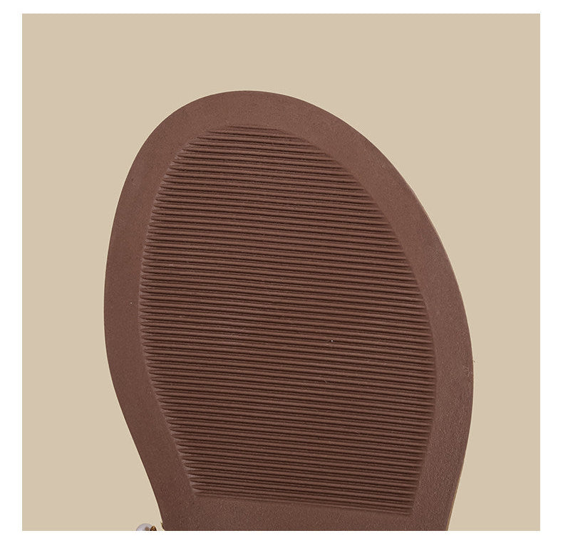 Pearl Crystal Flat Strap Sandals