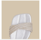 Crystal Strap Mid-Heel Sandals