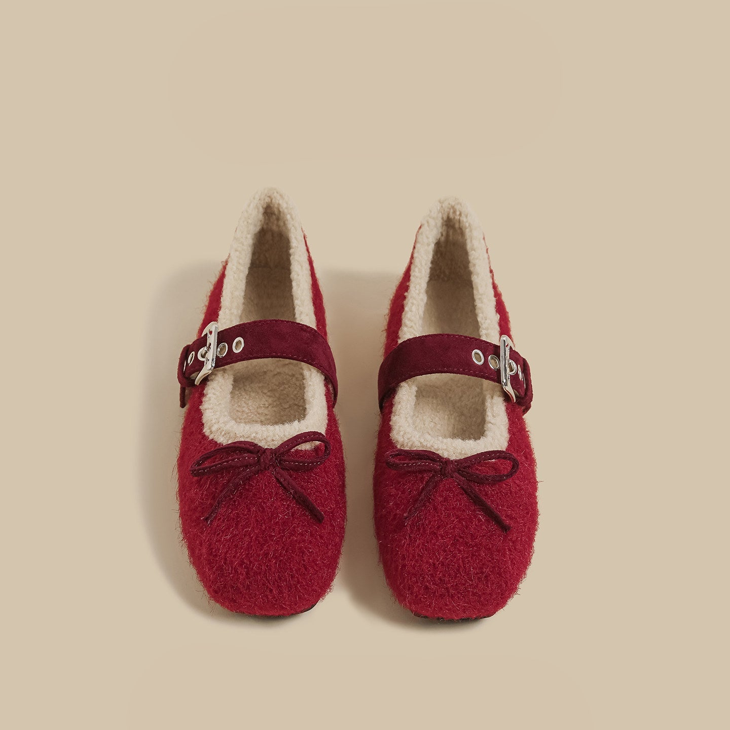 Faux-Fur Mary Jane Flats