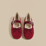 Faux-Fur Mary Jane Flats