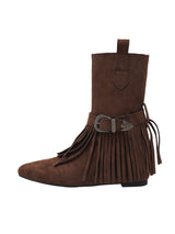 Fringe Suede Mid-Calf Boots