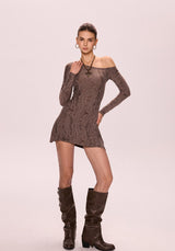 Slanted Shoulder Mini Dress