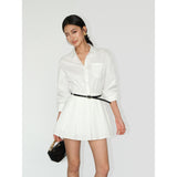 Pleated Shirt Mini Dress