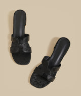 Strap Low Heel Sandals (Black)