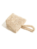 Woven Wooden Bead Bag - Cream