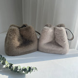 Faux Rabbit Fur Bucket Bag
