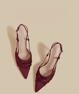 Bow Satin Slingback Heels