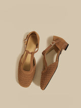 Woven T-Strap Mary Jane Flats