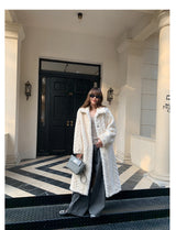 Herringbone Faux Fur Coat - Ivory