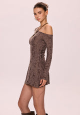 Slanted Shoulder Mini Dress