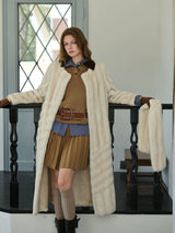 Snow Fur Coat with Scarf