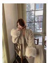 Plush Sleeves Fur Coat - Short