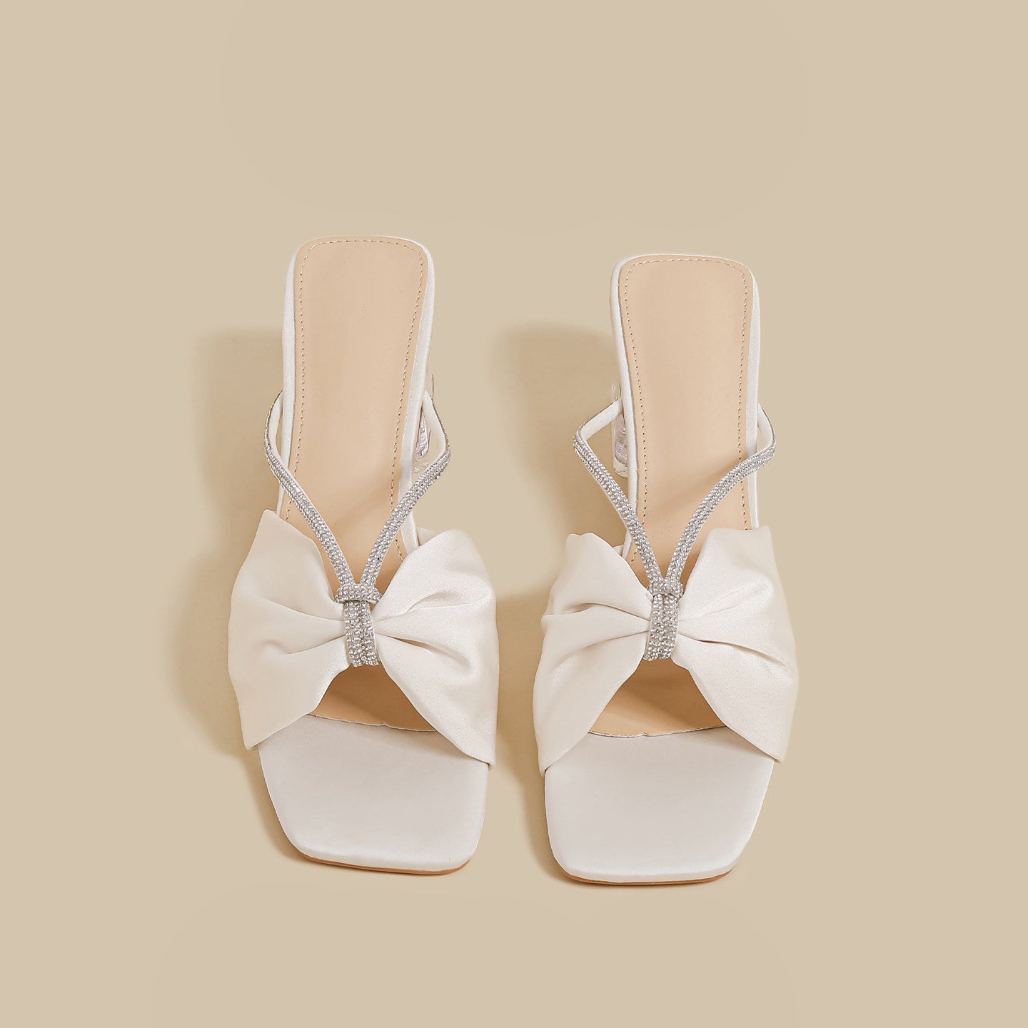 Crystal Bow Sandals (Cream)