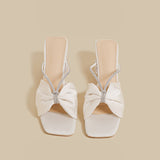 Crystal Bow Sandals (Cream)
