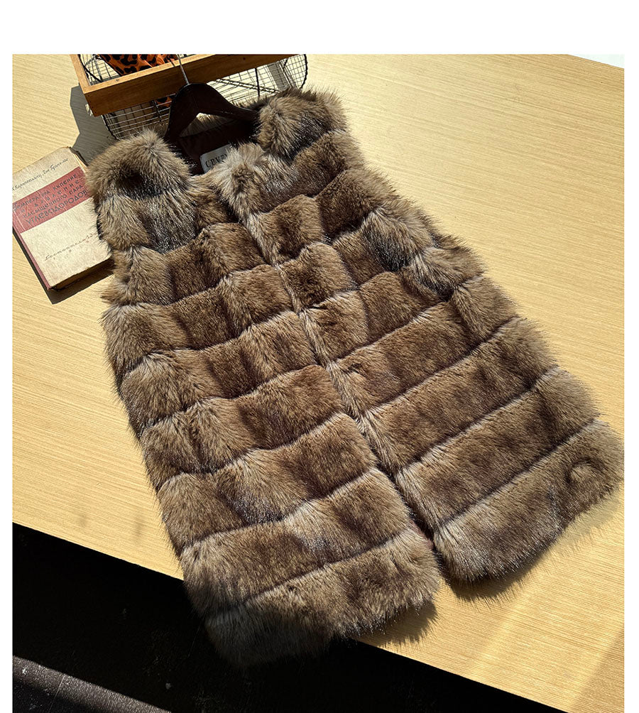 Fur Mid-Length Vest - Tawny