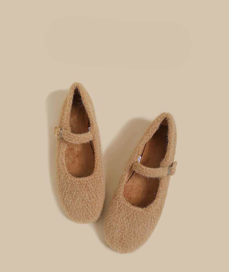 Wool-Blend Mary Jane Flats