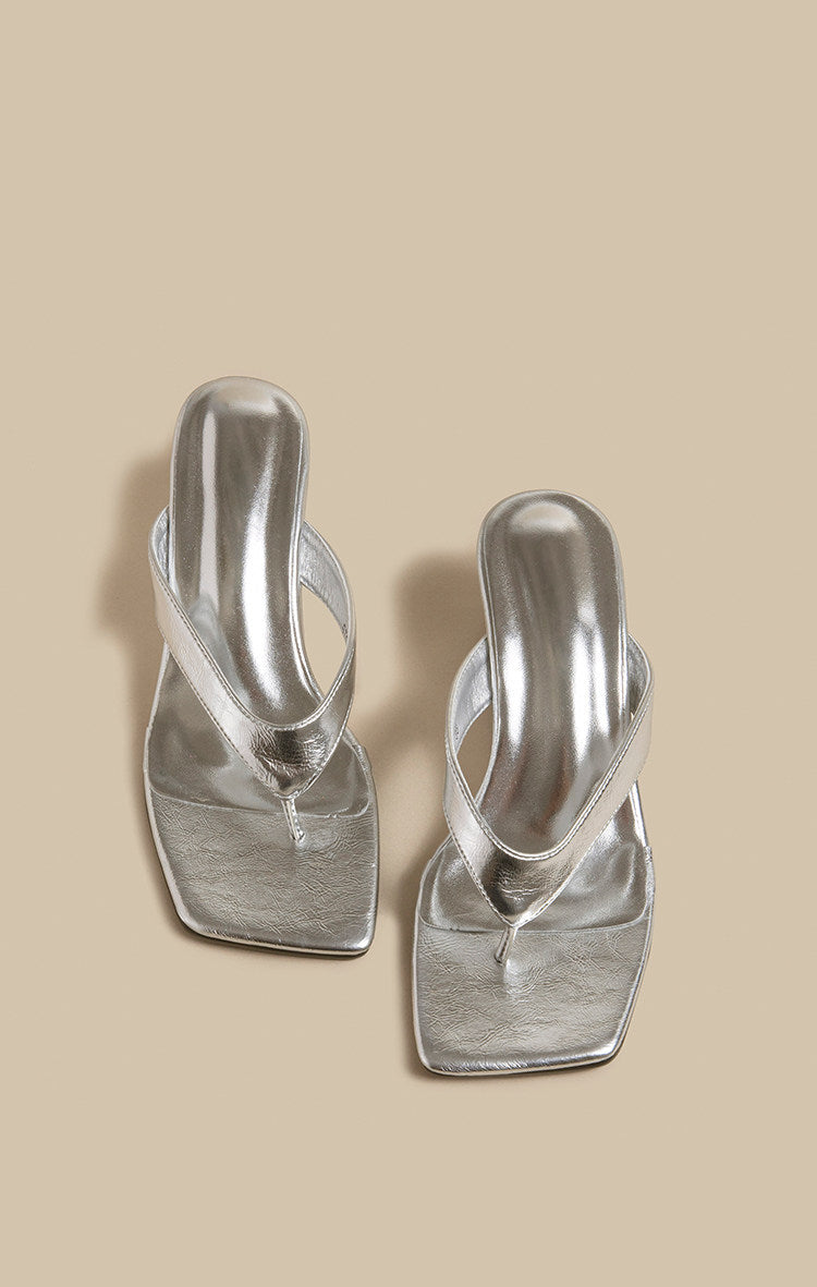 Wedge Flip Sandals (Silver)