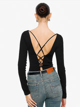 Ribbed Lace-Up Jumpsuit